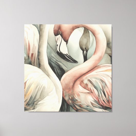 Decoratieve moderne stijlvolle flamingo canvas afdruk (Voorkant)