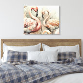 Decoratieve moderne stijlvolle flamingo's canvas afdruk (Insitu (Slaapkamer))