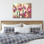 Decoratieve moderne stijlvolle orchideeën canvas afdruk (Insitu (Slaapkamer))
