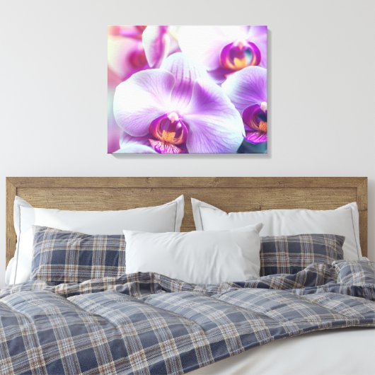 Decoratieve moderne stijlvolle orchideeën canvas afdruk (Insitu (Slaapkamer))