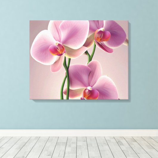 Decoratieve moderne stijlvolle orchideeën canvas afdruk (Insitu (Houten vloer))