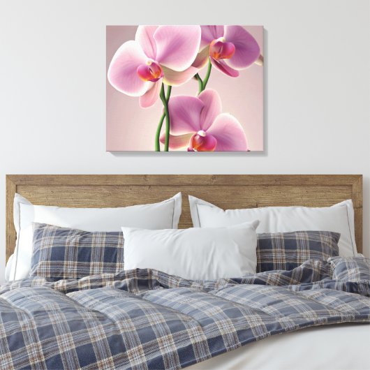 Decoratieve moderne stijlvolle orchideeën canvas afdruk (Insitu (Slaapkamer))