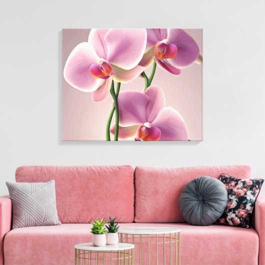 Decoratieve moderne stijlvolle orchideeën canvas afdruk (Insitu (Woonkamer))