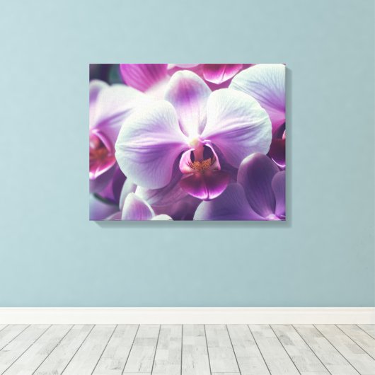 Decoratieve moderne stijlvolle orchideeën canvas afdruk (Insitu (Houten vloer))