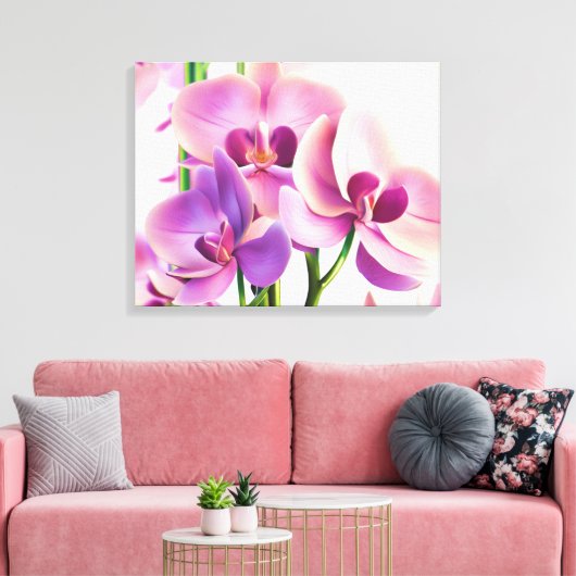 Decoratieve moderne stijlvolle orchideeën canvas afdruk (Insitu (Woonkamer))