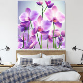 Decoratieve moderne stijlvolle Paarse orchideeën Canvas Afdruk (Insitu (Slaapkamer))