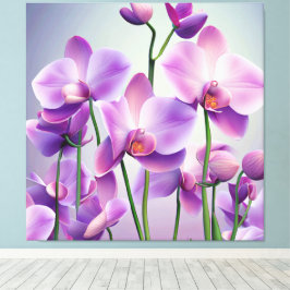 Decoratieve moderne stijlvolle Paarse orchideeën Canvas Afdruk