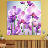 Decoratieve moderne stijlvolle Paarse orchideeën Canvas Afdruk (Insitu (Woonkamer))