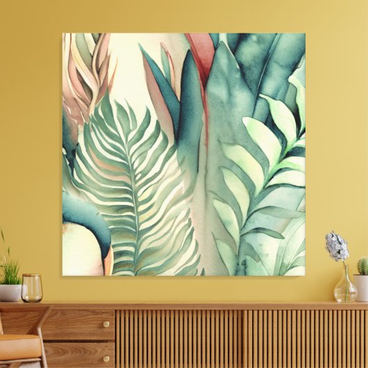 Decoratieve moderne stijlvolle tropische canvas afdruk (Insitu (Woonkamer))