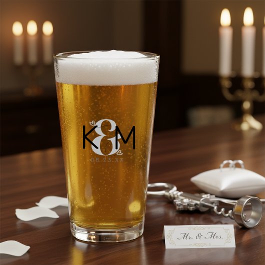 Decoratieve moderne trouwmonogram ID887 Glas
