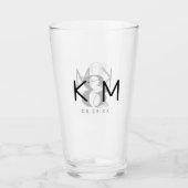 Decoratieve moderne trouwmonogram ID887 Glas (Voorkant)
