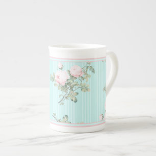 Decoratieve mok china shabby-rozen