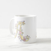 Decoratieve monogram A harten en bloemen mok (Voorkant links)