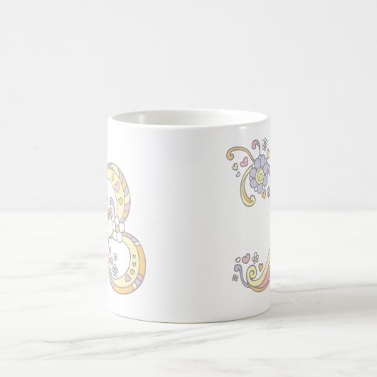 Decoratieve monogram B harten en bloemen mok (Center)