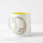 Decoratieve Monogram D harten en bloemen mok (Voorkant links)