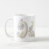 Decoratieve Monogram K harten en bloemen mok (Links)