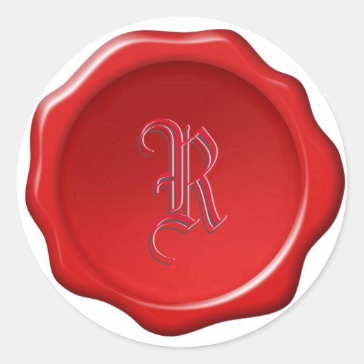 Decoratieve monogram op rode waszegel afbeelding s ronde sticker (Voorkant)