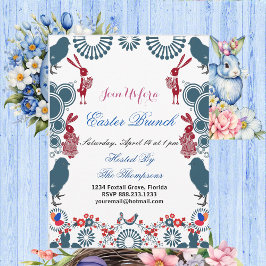 Decoratieve Motif Easter Brunch Chick Birds Bunny Kaart