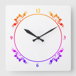 Decoratieve multikleurige en witte klokklok vierkante klok