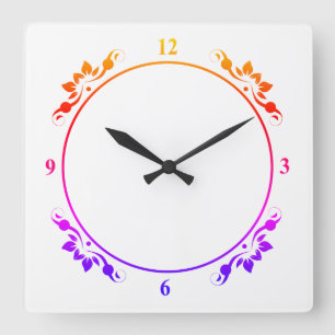 Decoratieve multikleurige en witte klokklok vierkante klok