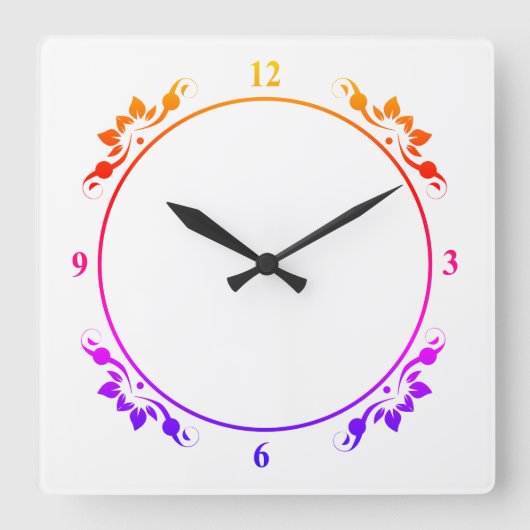 Decoratieve multikleurige en witte klokklok vierkante klok (Voorkant)