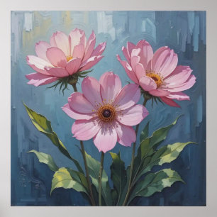 Decoratieve muurkunst - Bloemenolieverfschilderij Poster