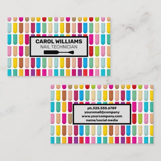 Decoratieve nagel Design | nagellak Visitekaartje (Voorkant / Achterkant)