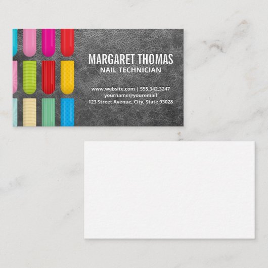 Decoratieve nagels | Leren textuur achtergrond Visitekaartje (Voorkant / Achterkant)