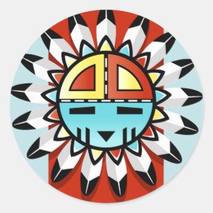 DECORATIEVE NATIVE AMERIKAANSE I-STICKERS RONDE STICKER
