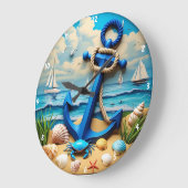 Decoratieve nautische functie anker kustlandschap grote klok (Hoek)