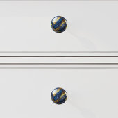 Decoratieve Navy Blauw Goud Abstracte Verf Keramische Knop