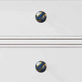 Decoratieve Navy Blauw Goud Abstracte Verf Keramische Knop