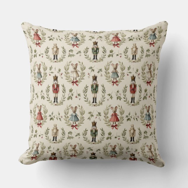 Decoratieve Notenkraker Patroon Worp Kussen (Voorkant)