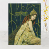 Decoratieve  Nymph Large Greetings Card Kaart (Gele Bloem)