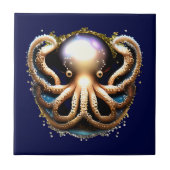 Decoratieve octopus onder het zee creature glam tegeltje (Voorkant)