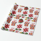 Decoratieve Oekraïense bloemen Cadeaupapier (Uitgerold)