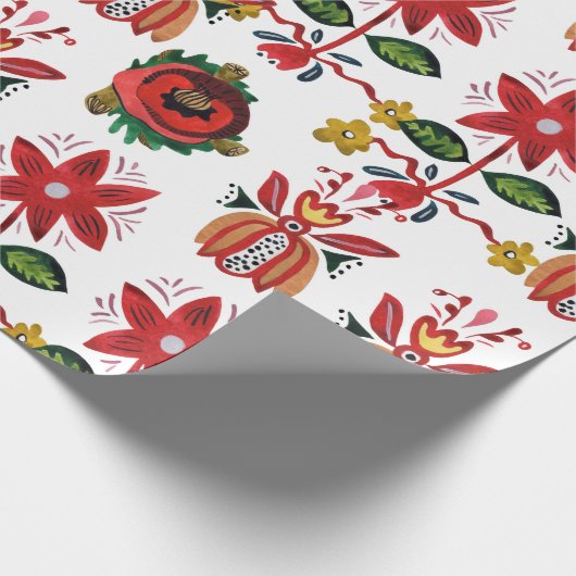 Decoratieve Oekraïense bloemen Cadeaupapier (Hoek)