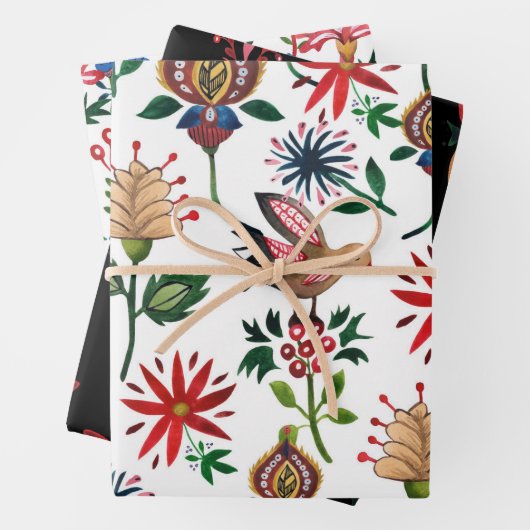 Decoratieve Oekraïense bloemen Inpakpapier Vel (In situ)