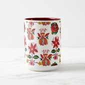 Decoratieve Oekraïense bloemen Tweekleurige Koffiemok (Center)