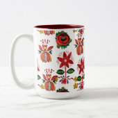 Decoratieve Oekraïense bloemen Tweekleurige Koffiemok (Links)