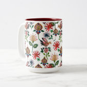 Decoratieve Oekraïense bloemen Tweekleurige Koffiemok (Voorkant links)