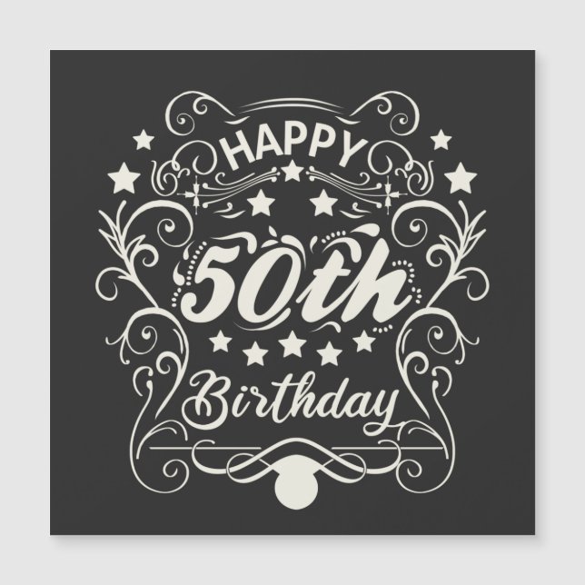 Decoratieve ornamentale Happy 50th Birthday. (Voorkant)