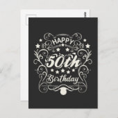 Decoratieve ornamentale Happy 50th Birthday. Briefkaart (Voorkant / Achterkant)
