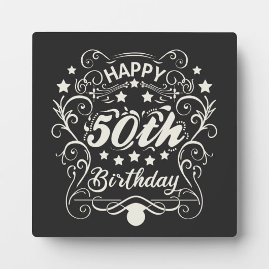 Decoratieve ornamentale Happy 50th Birthday. Fotoplaat (Voorkant)