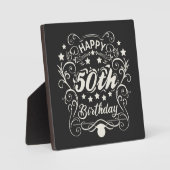 Decoratieve ornamentale Happy 50th Birthday. Fotoplaat (Voorkant)