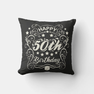 Decoratieve ornamentale Happy 50th Birthday. Kussen