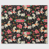Decoratieve paarden cadeaupapier (Vlak)