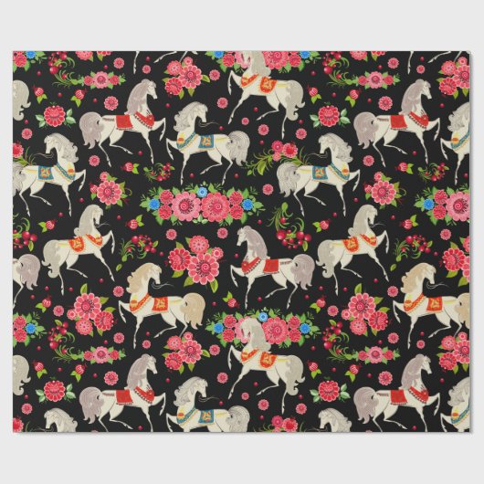 Decoratieve paarden cadeaupapier (Vlak)