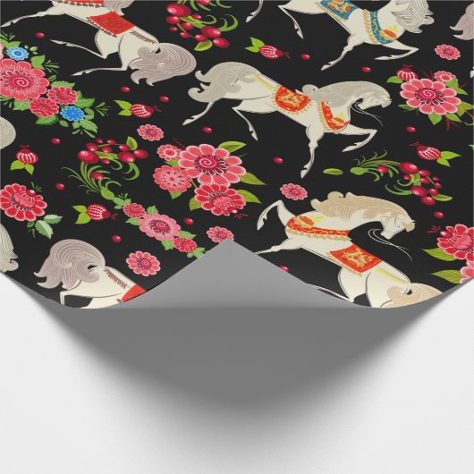 Decoratieve paarden cadeaupapier (Hoek)