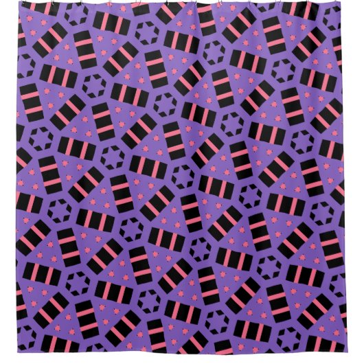 Decoratieve Paarse Black Pink Douchegordijn (Voorkant)